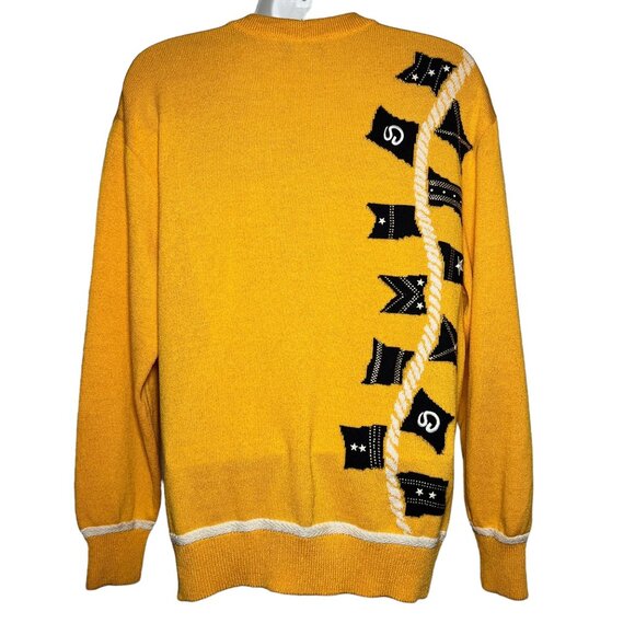 St John Collection by Marie Gray Yellow Nautical Flag Knit Cardigan Sweater S - Picture 6 of 13